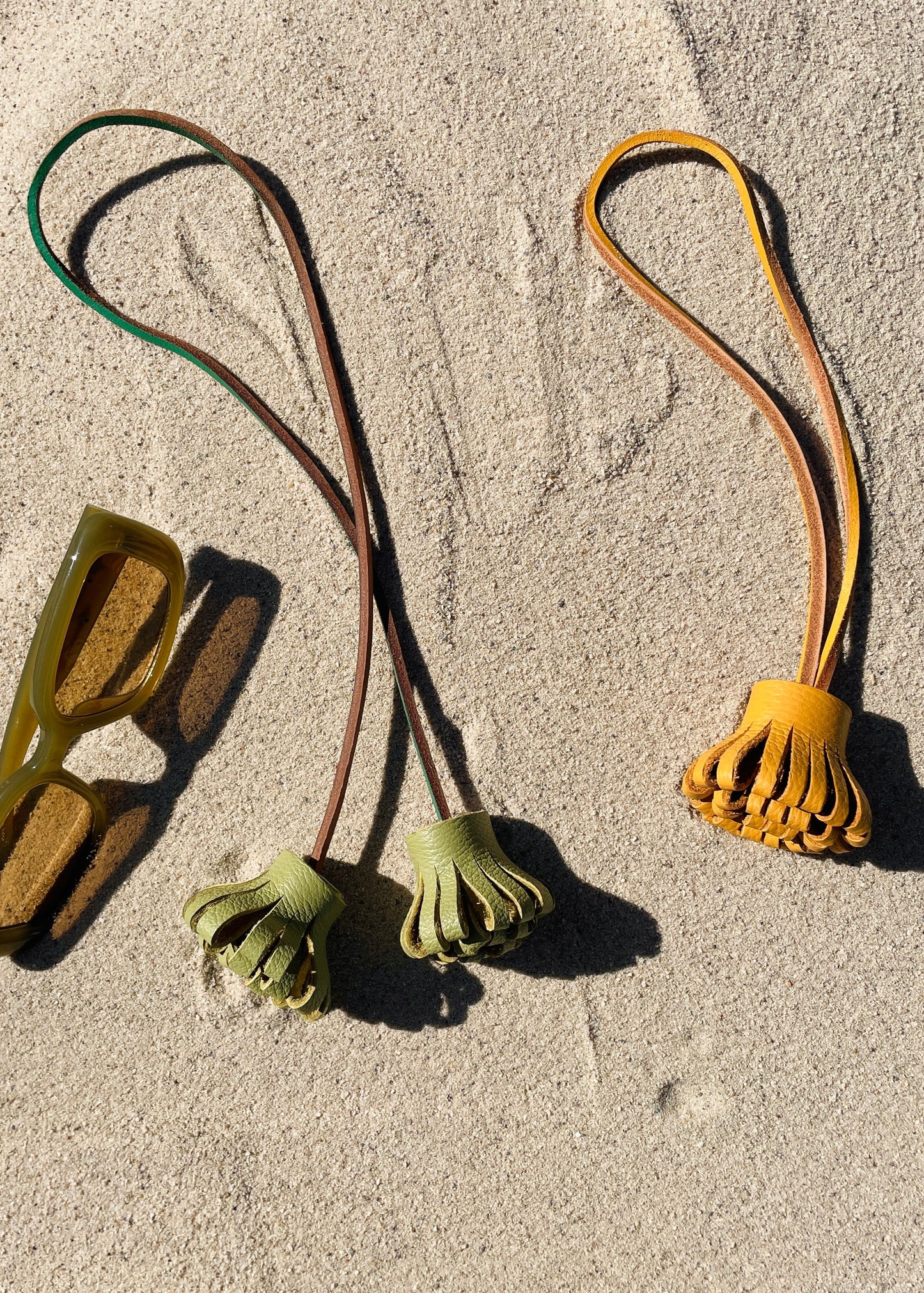 Leather Okra Pom Pom Charm (Double)