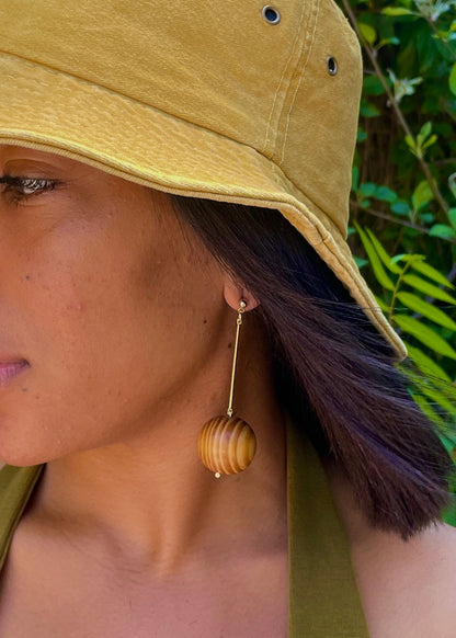 Ball Drop Earrings (Wooden)